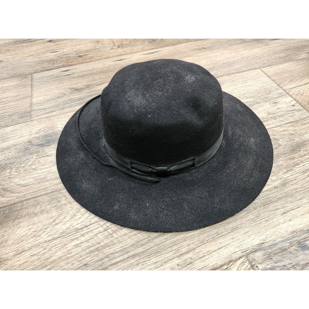 Vintage New York NY Hat Co Company Fedora S Black Wool Felt Hat USA WPL 4384 Bow
